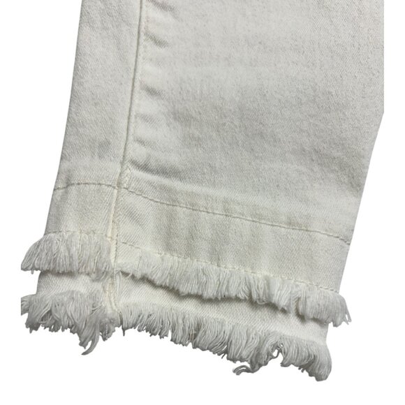 Coco + Carmen Womens White Fray Hem Stretch Pants XXL Cotton Elastic Waistband - Picture 3 of 11